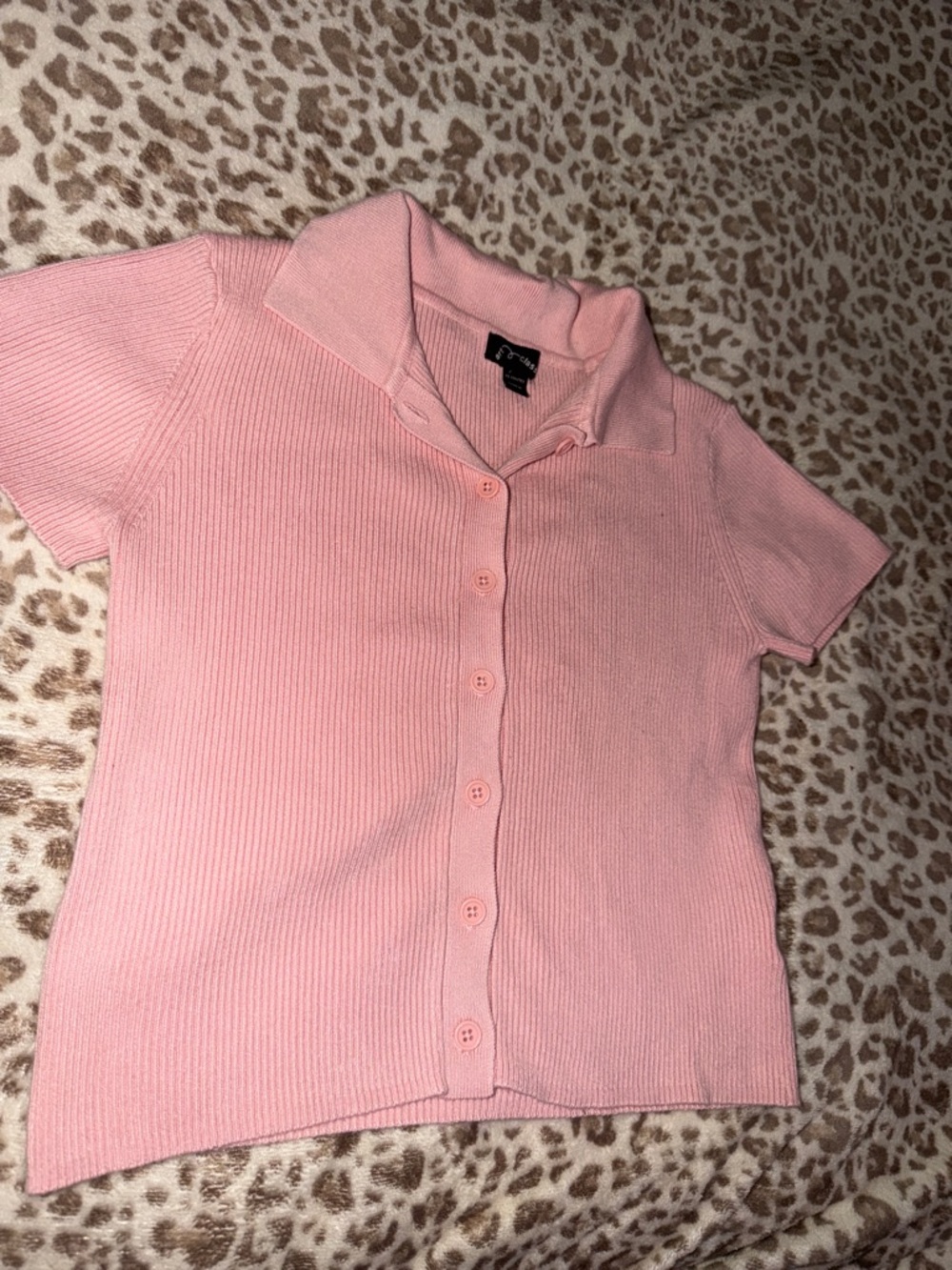 art class Pink Short-Sleeve Button-Down Knit Top